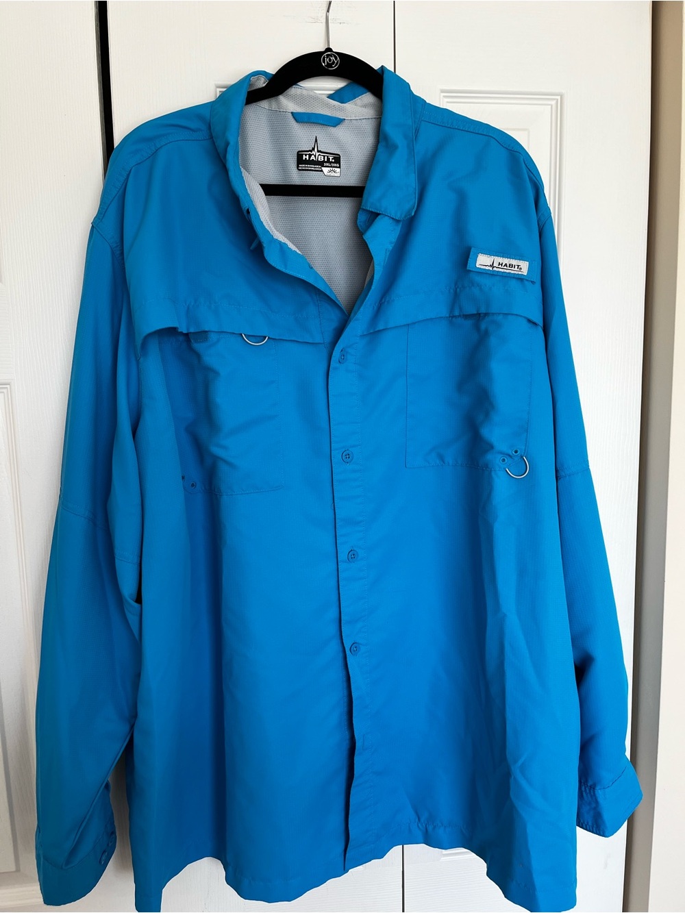 Habit Men's Long-Sleeve Bright Teal Blue Fishing Shirt